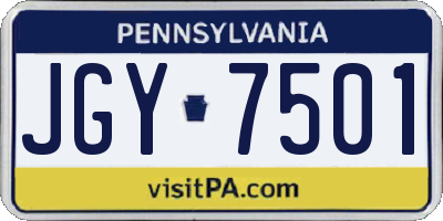 PA license plate JGY7501