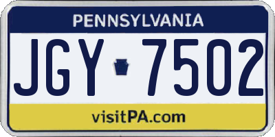 PA license plate JGY7502