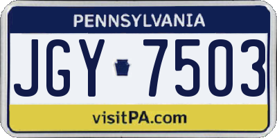PA license plate JGY7503