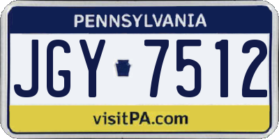 PA license plate JGY7512