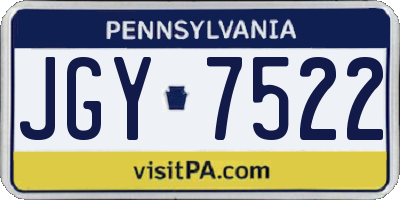 PA license plate JGY7522