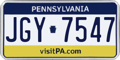 PA license plate JGY7547