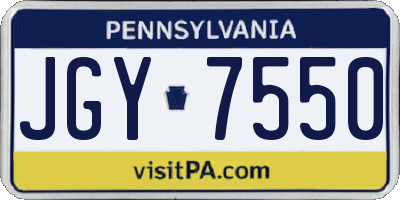 PA license plate JGY7550
