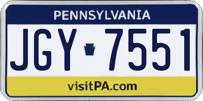 PA license plate JGY7551