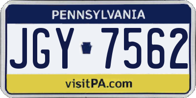 PA license plate JGY7562