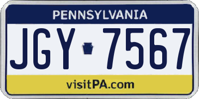 PA license plate JGY7567