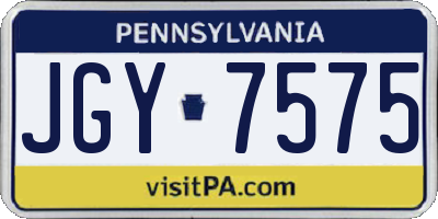PA license plate JGY7575