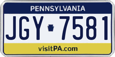 PA license plate JGY7581