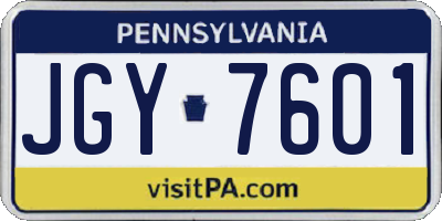 PA license plate JGY7601