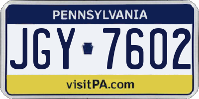 PA license plate JGY7602