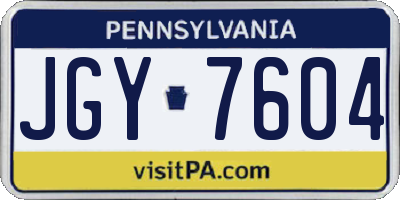 PA license plate JGY7604