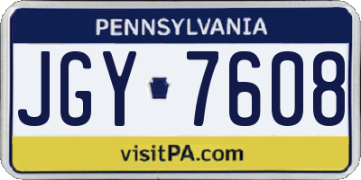 PA license plate JGY7608
