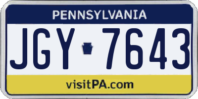 PA license plate JGY7643