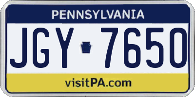 PA license plate JGY7650