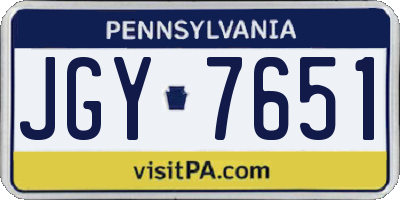 PA license plate JGY7651