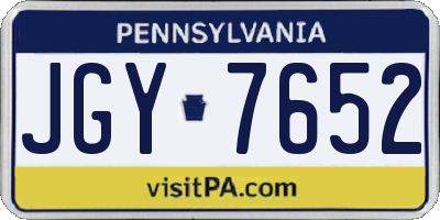 PA license plate JGY7652