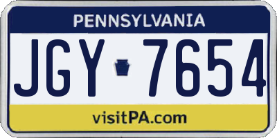 PA license plate JGY7654
