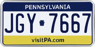 PA license plate JGY7667