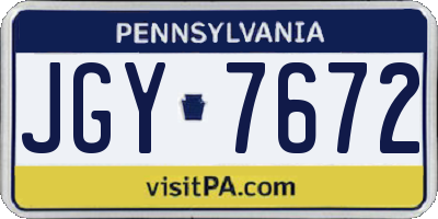 PA license plate JGY7672