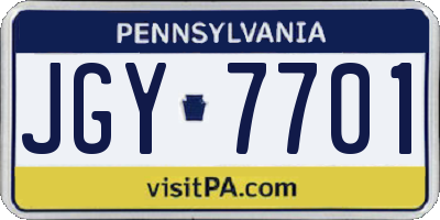 PA license plate JGY7701