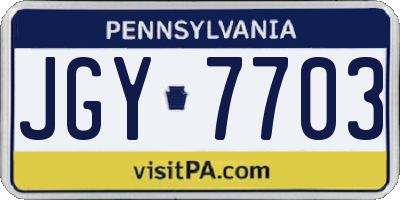 PA license plate JGY7703