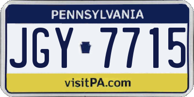 PA license plate JGY7715