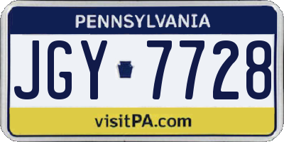 PA license plate JGY7728
