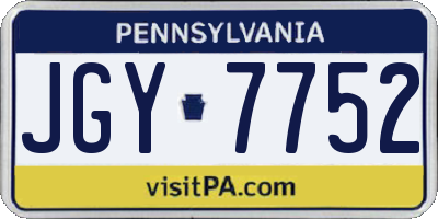 PA license plate JGY7752