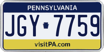 PA license plate JGY7759