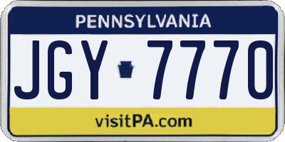 PA license plate JGY7770
