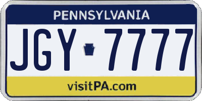PA license plate JGY7777