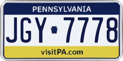 PA license plate JGY7778