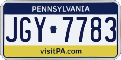 PA license plate JGY7783