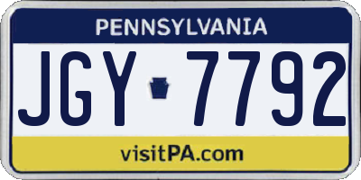 PA license plate JGY7792