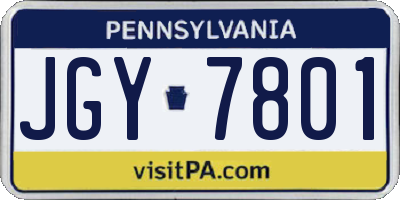 PA license plate JGY7801