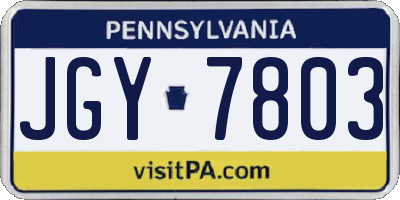 PA license plate JGY7803