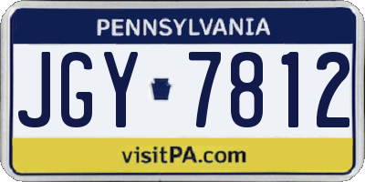 PA license plate JGY7812