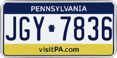 PA license plate JGY7836