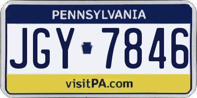 PA license plate JGY7846