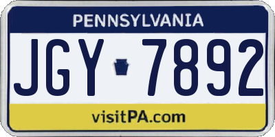 PA license plate JGY7892