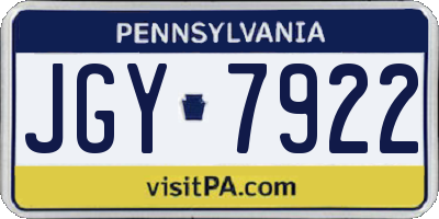 PA license plate JGY7922