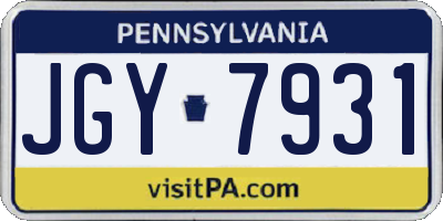 PA license plate JGY7931