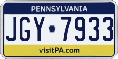 PA license plate JGY7933