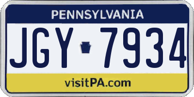 PA license plate JGY7934