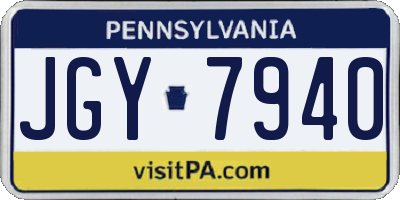 PA license plate JGY7940