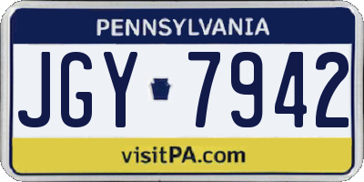 PA license plate JGY7942