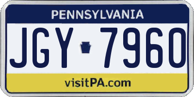 PA license plate JGY7960