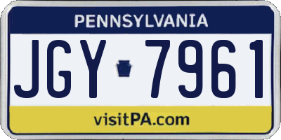 PA license plate JGY7961