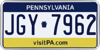 PA license plate JGY7962