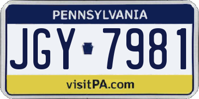 PA license plate JGY7981